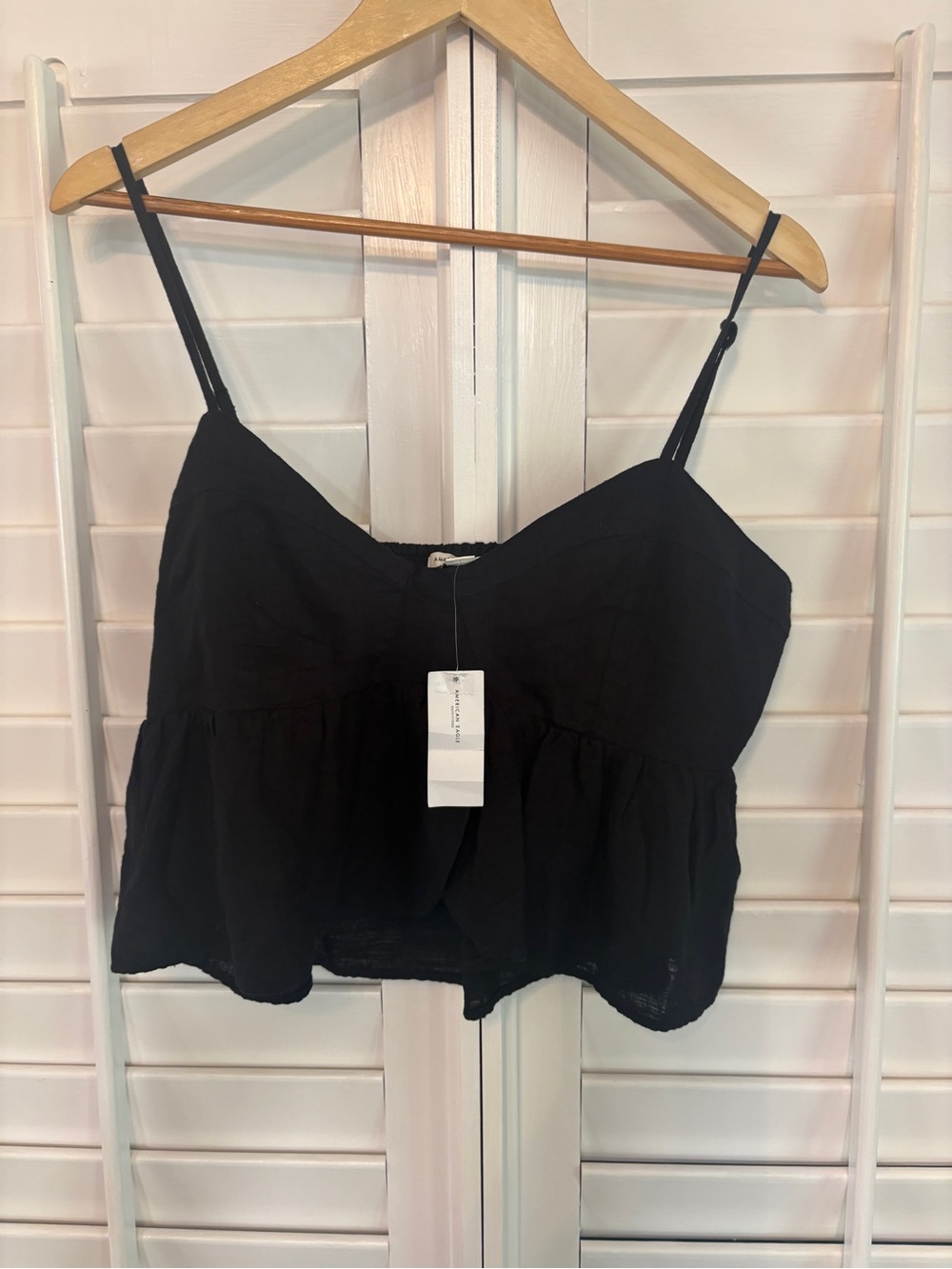 American Eagle Black Crop Tank Top Size Large